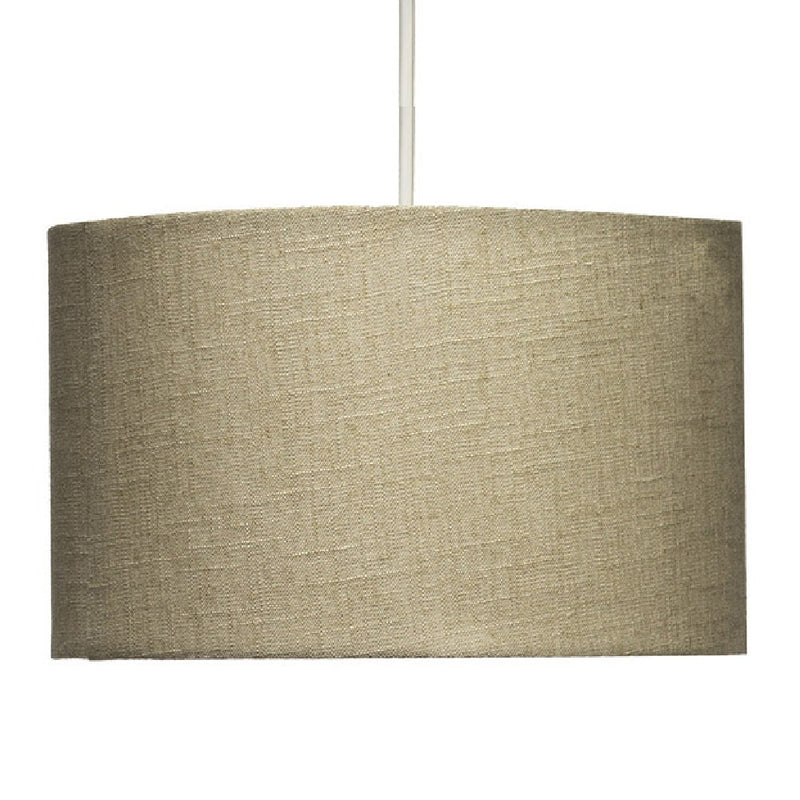 14" Calico Beige Linen Vintage Easy Fit Drum Pendant Shade 35cm