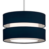 Navy Blue Cotton Fabric Double Layer Retro Easy Fit Drum Lampshade 30cm