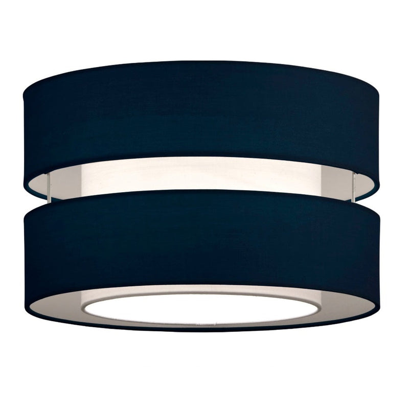 Navy Blue Cotton None Electric Drum Pendant Lamp Shade