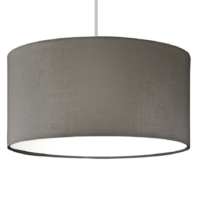 Grey Cotton Modern Round Drum Lampshade with White Diffuser 30cm