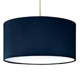 Navy Blue Cotton Modern Easy Fit Round Drum Pendant Shade with Diffuser 30cm