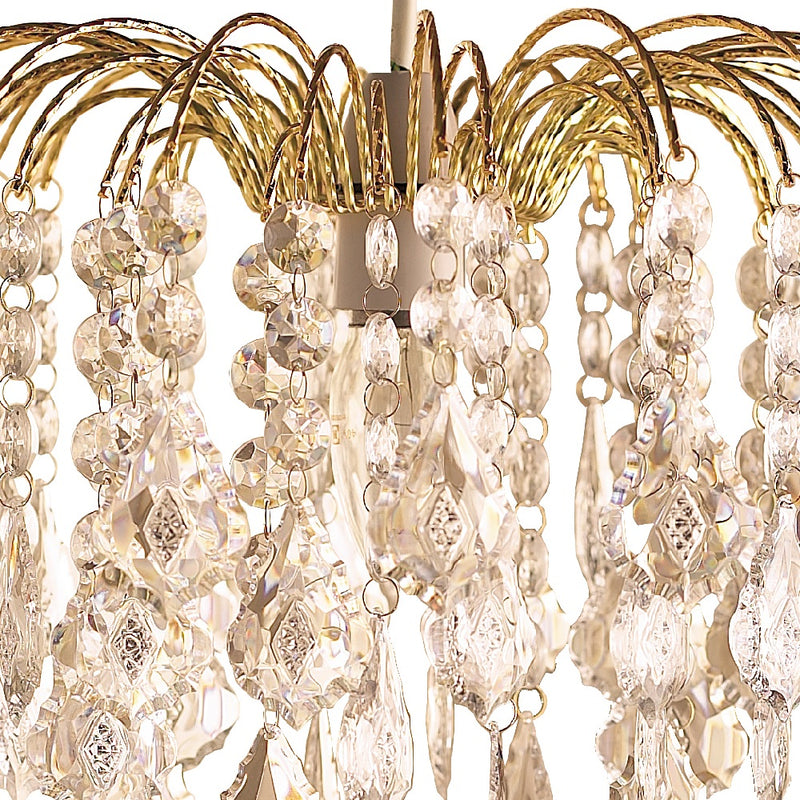 Gold & Glass Clear Bead 4 Tier Pendant Light