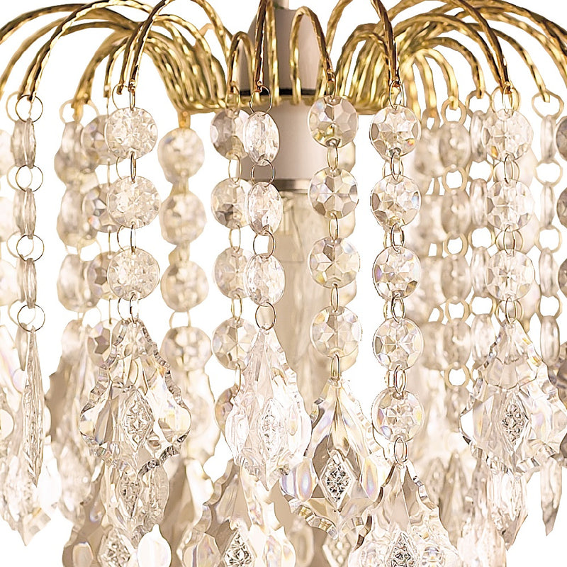 Gold & Glass Clear Bead 3 Tier Pendant Light