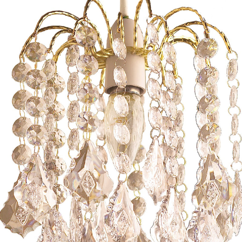 Gold & Glass Clear Bead 2 Tier Pendant Light