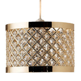 Polished Gold Metal & Acrylic Beads Modern Easy Fit Drum Lampshade 26cm