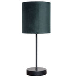 Black Metal Table Desk Lamp with Green Velvet Drum Lamp Shade 38cm