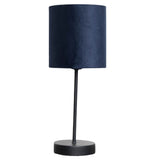 Britalia Black Metal Modern Table Desk Lamp with Navy Blue Velvet Fabric Shade 38cm
