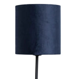 Black Retro Table Lamp with Blue Fabric Shade