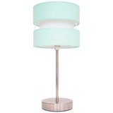 Satin Nickel Table Desk Lamp with Duck Egg Layered Fabric Shade 38cm
