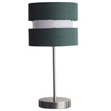 Satin Nickel Table Desk Lamp with Forest Green Layered Fabric Shade 38cm