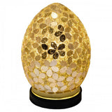 Gold Flower Mosaic Glass Vintage Egg Table Lamp 20cm