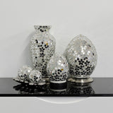 Mirrored Mosaic Flower Glass Egg Lamp 200mm