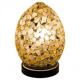 Autumn Gold Flower Mosaic Glass Vintage Egg Table Lamp 20cm
