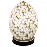 Opaque White Flower Mosaic Glass Vintage Egg Table Lamp 20cm