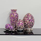 Purple Tile Mosaic Flower Glass Egg Lamp 200mm