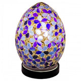 Purple Flower Mosaic Glass Vintage Egg Table Lamp 20cm