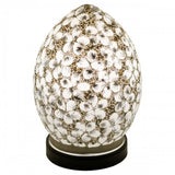 White Flower Mosaic Glass Vintage Egg Table Lamp 20cm