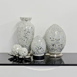 White Mosaic Flower Glass Egg Lamp 200mm