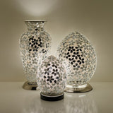 Mirrored Flower Mosaic Glass Egg Lamp Large