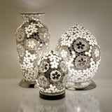 LED Mirrored Art Deco Flower Mosaic Glass Egg Lamp Large