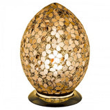 Autumn Gold Flower Mosaic Glass Vintage Egg Table Lamp 30cm