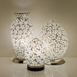 Opaque White Flower Mosaic Glass Egg Lamp Small