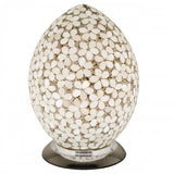 Opaque White Flower Mosaic Glass Vintage Egg Table Lamp 30cm