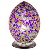 Purple Flower Mosaic Glass Vintage Egg Table Lamp 30cm