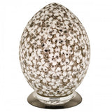 White Flower Mosaic Glass Vintage Egg Table Lamp 30cm
