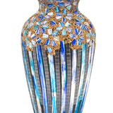 Blue Art Deco Flower Glass Mosaic Vase 38cm | Vintage Retro