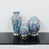 Blue Art Deco Flower Mosaic Glass Vase Lamp 380mm