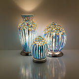 Blue Flower Mosaic Glass Vase Lamp Light