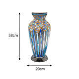Blue Art Deco Flower Decorative Vase Light 38cm