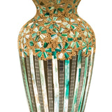 Green Art Deco Flower Glass Mosaic Vase 38cm | Vintage Retro