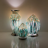 Green Flower Mosaic Glass Vase Lamp Light