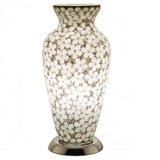 Opaque White Flower Mosaic Glass Vintage Vase Table Lamp 38cm