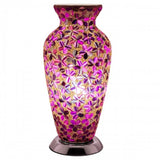 Purple Tile Flower Mosaic Glass Vintage Vase Table Lamp 38cm