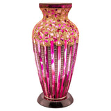 Rose Pink Art Deco Flower Mosaic Glass Vintage Vase Table Lamp 38cm