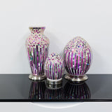Pink Art Deco Flower Mosaic Glass Vase Lamp 380mm