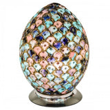 Britalia 880457 Blue & Pink Tile Mosaic Glass Vintage Egg Table Lamp 30cm