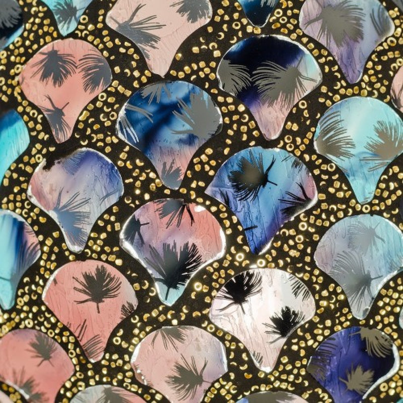 Blue & Pink Tile Glass Mosaic Egg 30cm | Vintage Retro