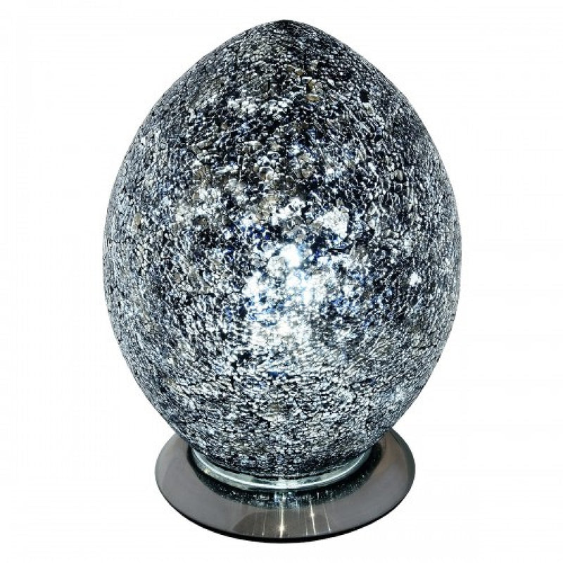 Black Crackle Mosaic Glass Vintage Egg Table Lamp 30cm