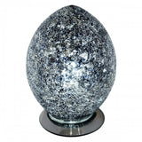 Britalia 880462 Black Crackle Mosaic Glass Vintage Egg Table Lamp 30cm