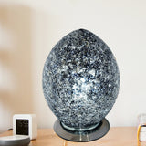 Black Crackle Mosaic Glass Egg Lamp 300mm