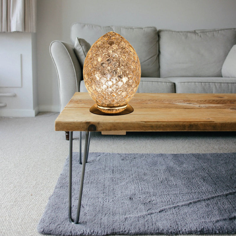 Gold Tile Glass Mosaic Egg 30cm | Vintage Retro