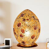 Autumn Gold Crackle Mosaic Glass Egg Lamp 300mm