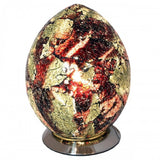 Britalia 880464 Amber Crackle Mosaic Glass Vintage Egg Table Lamp 30cm