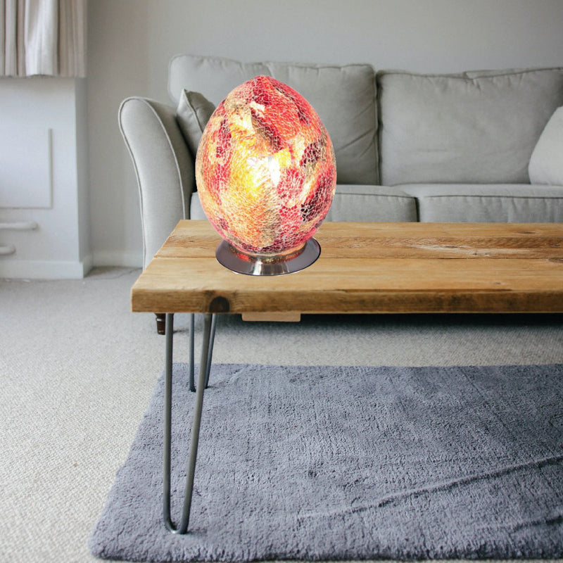 Red Crackle Glass Mosaic Egg 30cm | Vintage Retro