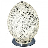 Britalia 880468 White Crackle Mosaic Glass Vintage Egg Table Lamp 30cm