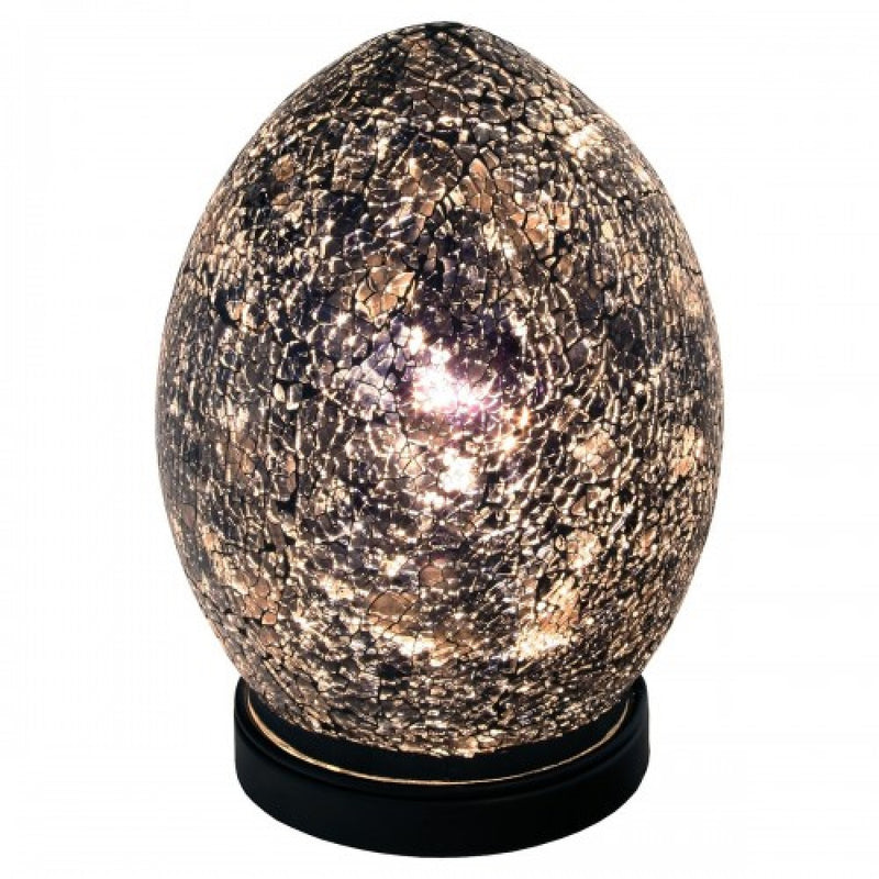 Black Crackle Mosaic Glass Vintage Egg Table Lamp 20cm